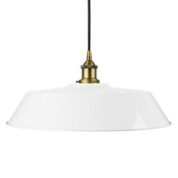 White Large Chancery Painted Dome Pendant Light With Matt Antique Brass Lamp Holder And Black Round Cable - Se Home - thumbnail 1