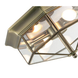 Happy Homewares Classic Flush Ceiling Light In Antique Brass With Clear Glass Panels - thumbnail 4