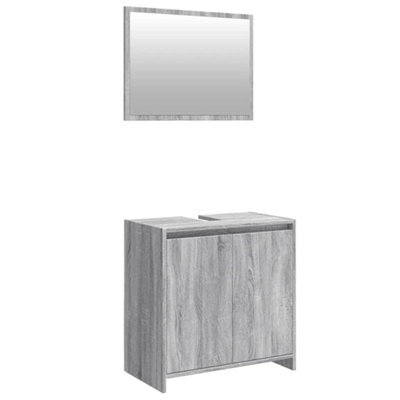 Berkfield Smooth 2 Piece Bathroom Furniture Set Grey Sonoma Engineered Wood