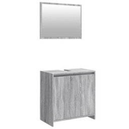 Berkfield Smooth 2 Piece Bathroom Furniture Set Grey Sonoma Engineered Wood