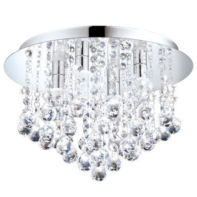 Stylish Flush Ceiling Light For Bathrooms With Chrome Finish And Clear Crystal Shade - image 1