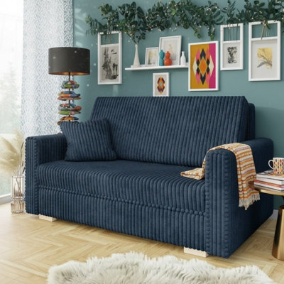 Viva Piano Iii Sofa Bed Has Bedding Storage Upholstered Freestanding Back Wooden Legs 153X100X85Cm Blue - image 1