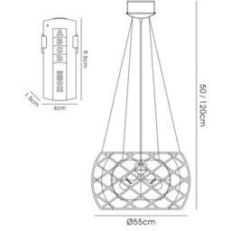 Luminosa Lighting Luminosa Atria Pendant 2 Light E27 Leds And Remote Control Stainless Steel - thumbnail 3