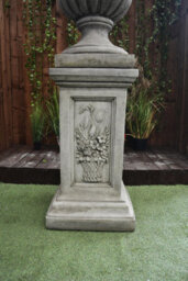 Large Stone Cast Garden Vase And Plinth With Flower Design - thumbnail 5