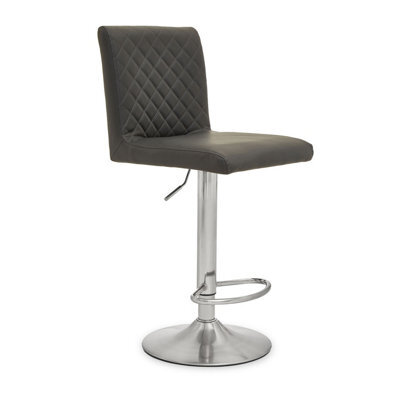 Orsina Baina Dark Grey Chrome Bar Stool With Round Base - image 1