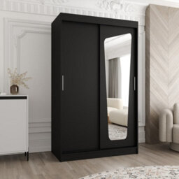 Arte Black Sliding Wardrobe W120Cm X H200Cm X D62Cm - Sleek Design For Modern Interiors - thumbnail 1