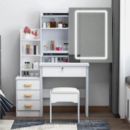 Dressing Table With Drawers Mirror Stool Set Makeup Desk Vanity Table Bedroom