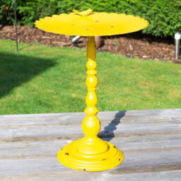 Small Yellow Bird Feeder - Weather Resistant Metal Freestanding Outdoor Garden Wild Bird Seed & Nut Feeding Station - H44 X 31.5Cm - thumbnail 2