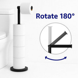 Billtix Free-Standing Toilet Roll Holder, Stainless Steel Bathroom Roll Holder Stand, Black - thumbnail 5