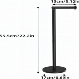 Billtix Free-Standing Toilet Roll Holder, Stainless Steel Bathroom Roll Holder Stand, Black - thumbnail 2