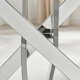 Furniturebox Uk Leonardo 4-Seater Dining Table With White Glass Marble Effect Top And Silver Legs - thumbnail 5