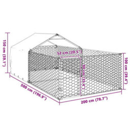 Vidaxl Outdoor Dog Kennel With Run 5X2X1.5 M Galvanised Steel - thumbnail 3