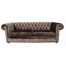 Chesterfield 4 Seater Sofa Settee Senso Chocolate Brown Velvet Fabric In Classic Style - thumbnail 1