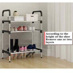3 Tiers Metal Shoe Rack Shoe Storage Rack Standing Cabinet Footwear Organizer Narrow Shelf Wood - thumbnail 5