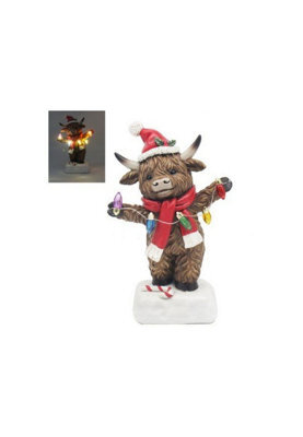 Highland Cow Boy Christmas Led Lights