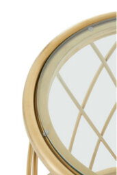Orsina Stylish Gold Side Table With Clear Glass, Luxurious Gold Finished Bedside Table, Contemporary Round Table - thumbnail 3