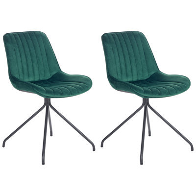 Beliani Set Of 2 Dining Chairs Navasota Velvet Emerald Green - image 1
