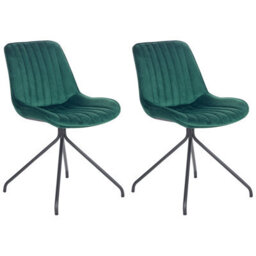 Beliani Set Of 2 Dining Chairs Navasota Velvet Emerald Green - thumbnail 1