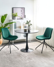 Beliani Set Of 2 Dining Chairs Navasota Velvet Emerald Green - thumbnail 2