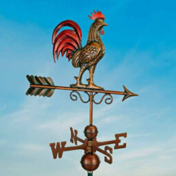 Good Directions Bantam Red Rooster Copper Farmhouse Weathervane - Steel - L47 X W47 X H86.6 Cm - Antique Bronze Finish - thumbnail 3