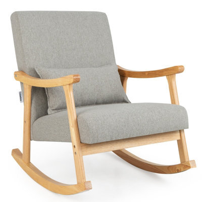 Costway Rocking Chair Upholstered Relaxing Recliner Armchair With Soft Cushion & Pillow - image 1
