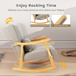 Costway Rocking Chair Upholstered Relaxing Recliner Armchair With Soft Cushion & Pillow - thumbnail 6