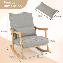 Costway Rocking Chair Upholstered Relaxing Recliner Armchair With Soft Cushion & Pillow - thumbnail 2