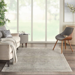 Cream Grey Luxurious Traditional Bordered Floral Rug Easy To Clean Living Room And Bedroom-160Cm X 221Cm - thumbnail 2