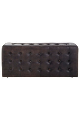 Orsina Elegant Antique Black / Brown Leather Bench, Leather Upholstered Dining Bench For Dining Room, Sturdy Bench - image 1