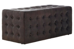 Orsina Elegant Antique Black / Brown Leather Bench, Leather Upholstered Dining Bench For Dining Room, Sturdy Bench - thumbnail 4