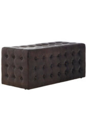 Orsina Elegant Antique Black / Brown Leather Bench, Leather Upholstered Dining Bench For Dining Room, Sturdy Bench - thumbnail 3