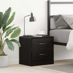 Berkfield Bedside Cabinet Black Oak 40X30X40 Cm Engineered Wood