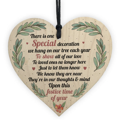 Red Ocean Memorial Plaque Decoration Mum Dad Nan Memorial Gift Wooden Heart In Memory Christmas Plaque - image 1