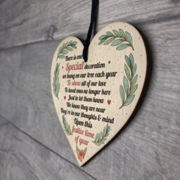 Red Ocean Memorial Plaque Decoration Mum Dad Nan Memorial Gift Wooden Heart In Memory Christmas Plaque - thumbnail 7