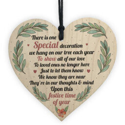 Red Ocean Memorial Plaque Decoration Mum Dad Nan Memorial Gift Wooden Heart In Memory Christmas Plaque - thumbnail 1