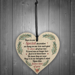 Red Ocean Memorial Plaque Decoration Mum Dad Nan Memorial Gift Wooden Heart In Memory Christmas Plaque - thumbnail 2