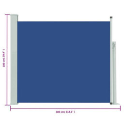 Walplus Patio Retractable Side Awning Garden Sun Shade Canopy Gazebo For Back Door, Porch, Patio 100X300 Cm Blue - thumbnail 8