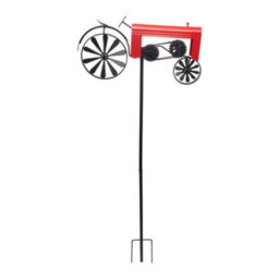 Garden Sanctuary Red Vintage Outdoor Metal Wind Spinner With Ground Spike - thumbnail 1