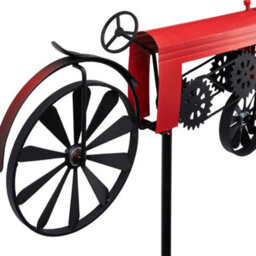 Garden Sanctuary Red Vintage Outdoor Metal Wind Spinner With Ground Spike - thumbnail 2