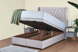 UKBEDFURNITURE Bronte Plush Silver End Opening Divan Ottoman Bed With 54 Inch Headboard - thumbnail 2