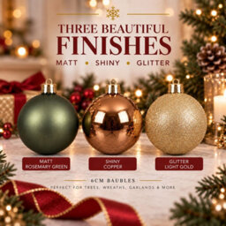 Decoris Pack Of 30 Christmas Tree Baubles Shatterproof Rosemary Brandy Pearl - thumbnail 3