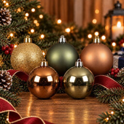 Decoris Pack Of 30 Christmas Tree Baubles Shatterproof Rosemary Brandy Pearl - thumbnail 5