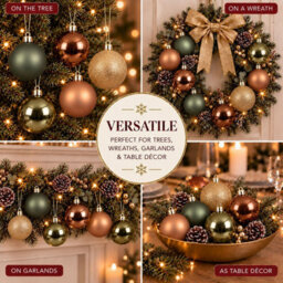 Decoris Pack Of 30 Christmas Tree Baubles Shatterproof Rosemary Brandy Pearl - thumbnail 8