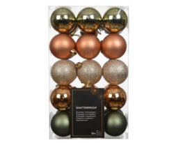 Decoris Pack Of 30 Christmas Tree Baubles Shatterproof Rosemary Brandy Pearl - thumbnail 9