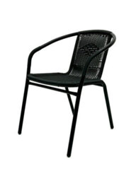 Black Garden Patio Sets - Square Pedestal Table & 4 Rattan Steel Chairs Be Furniture - thumbnail 6