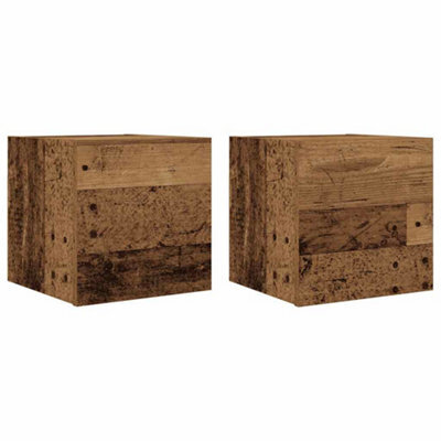 Berkfield Classic Wall Mounted Tv Cabinet 2 Pcs Old Wood 30.5X30X30 Cm - image 1