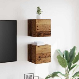 Berkfield Classic Wall Mounted Tv Cabinet 2 Pcs Old Wood 30.5X30X30 Cm - thumbnail 3
