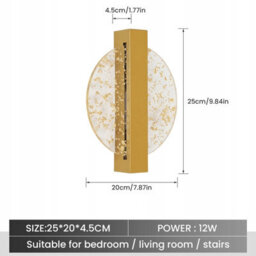 Pheashine Modern Led Wall Lampe, 12W Round Wall Lights Indoor,dimmable 3000/4500/6500K,for Hallway,staircase,gold - thumbnail 4
