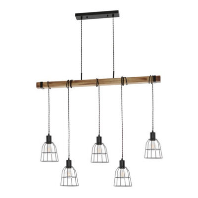Luminosa Lighting Luminosa Industrial And Retro Hanging Pendant Black 5 Light , E27