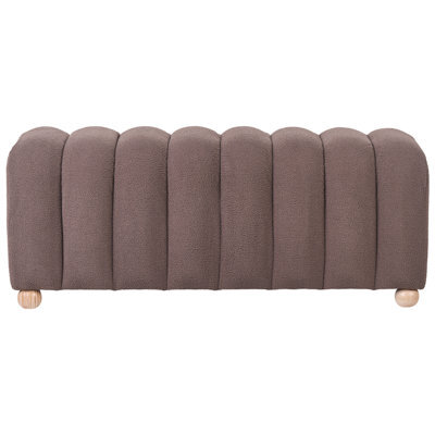 Wyld And Coco Cozynest Bed Bench In Brown Bouclé Upholstery With Wooden Legs, W111 X D40 X H45Cm - image 1